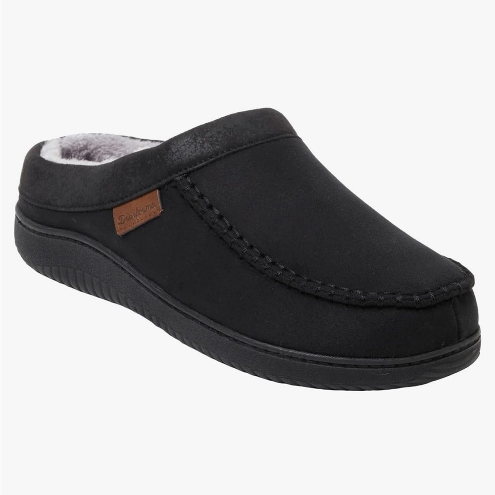 Men's Black Slip-On Slippers - Picture 2 of 12